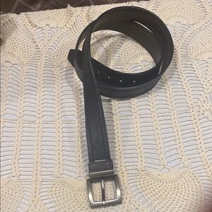 Columbia Black Brown Reversible Leather Belt Brushed Silver Buckle Size XL